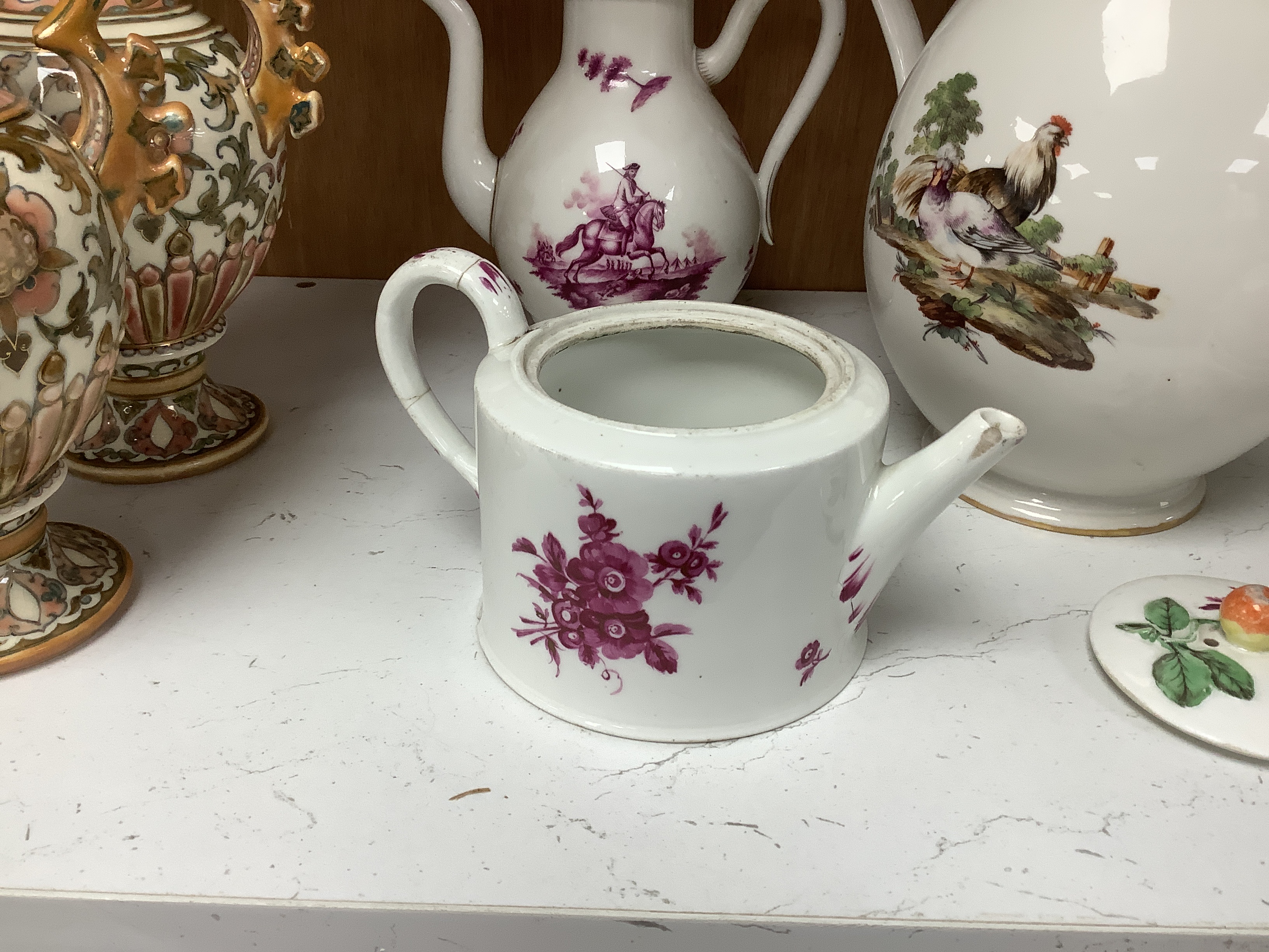 A 19th century Vienna part teaset (6) and three other items, largest 26cm high